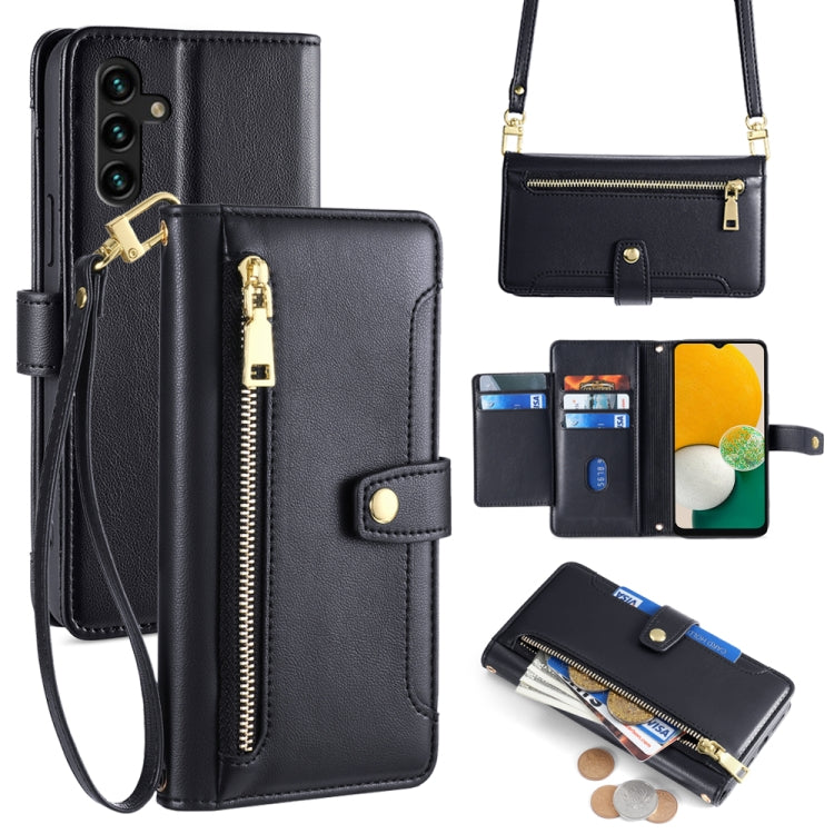 Sheep Texture Cross-body Zipper Wallet Leather Phone Case, For Samsung Galaxy A13 4G, For Samsung Galaxy M52 5G, For Samsung Galaxy S22+ 5G, For Samsung Galaxy S22 5G, For Samsung Galaxy A13 5G, For Samsung Galaxy A52 5G / 4G / A52s 5G                 ...
