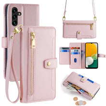 Load image into Gallery viewer, Sheep Texture Cross-body Zipper Wallet Leather Phone Case, For Samsung Galaxy A13 4G, For Samsung Galaxy M52 5G, For Samsung Galaxy S22+ 5G, For Samsung Galaxy S22 5G, For Samsung Galaxy A13 5G, For Samsung Galaxy A52 5G / 4G / A52s 5G                 ...