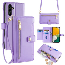Load image into Gallery viewer, Sheep Texture Cross-body Zipper Wallet Leather Phone Case, For Samsung Galaxy A13 4G, For Samsung Galaxy M52 5G, For Samsung Galaxy S22+ 5G, For Samsung Galaxy S22 5G, For Samsung Galaxy A13 5G, For Samsung Galaxy A52 5G / 4G / A52s 5G                 ...