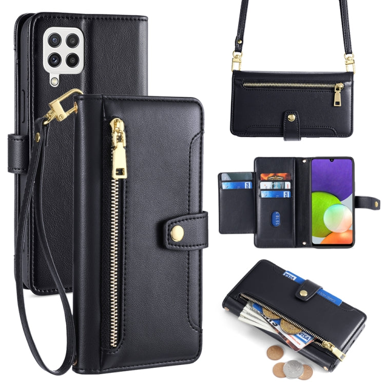 Sheep Texture Cross-body Zipper Wallet Leather Phone Case, For Samsung Galaxy A13 4G, For Samsung Galaxy M52 5G, For Samsung Galaxy S22+ 5G, For Samsung Galaxy S22 5G, For Samsung Galaxy A13 5G, For Samsung Galaxy A52 5G / 4G / A52s 5G                 ...