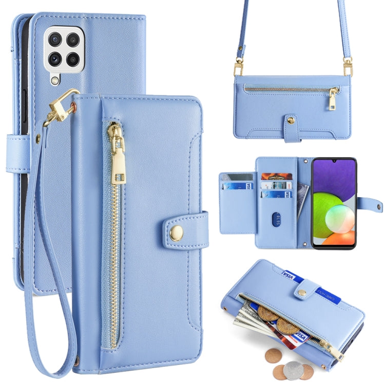 Sheep Texture Cross-body Zipper Wallet Leather Phone Case, For Samsung Galaxy A13 4G, For Samsung Galaxy M52 5G, For Samsung Galaxy S22+ 5G, For Samsung Galaxy S22 5G, For Samsung Galaxy A13 5G, For Samsung Galaxy A52 5G / 4G / A52s 5G                 ...