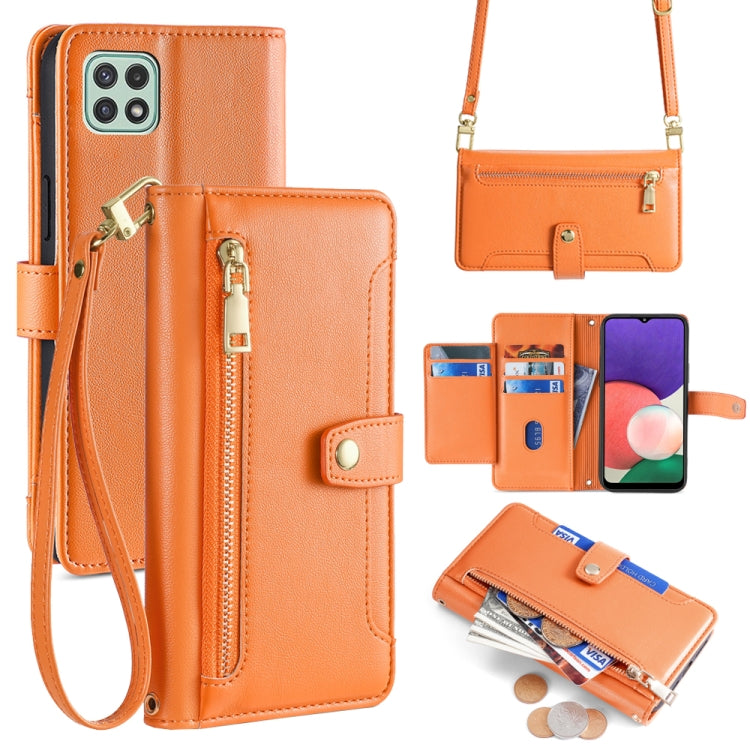 Sheep Texture Cross-body Zipper Wallet Leather Phone Case, For Samsung Galaxy A22 5G, For Samsung Galaxy S21 FE 5G, For Samsung Galaxy S21 5G, For Samsung Galaxy A32 4G, For Samsung Galaxy S21+ 5G, For Samsung Galaxy S21 Ultra 5G, For Samsung Galaxy A1...