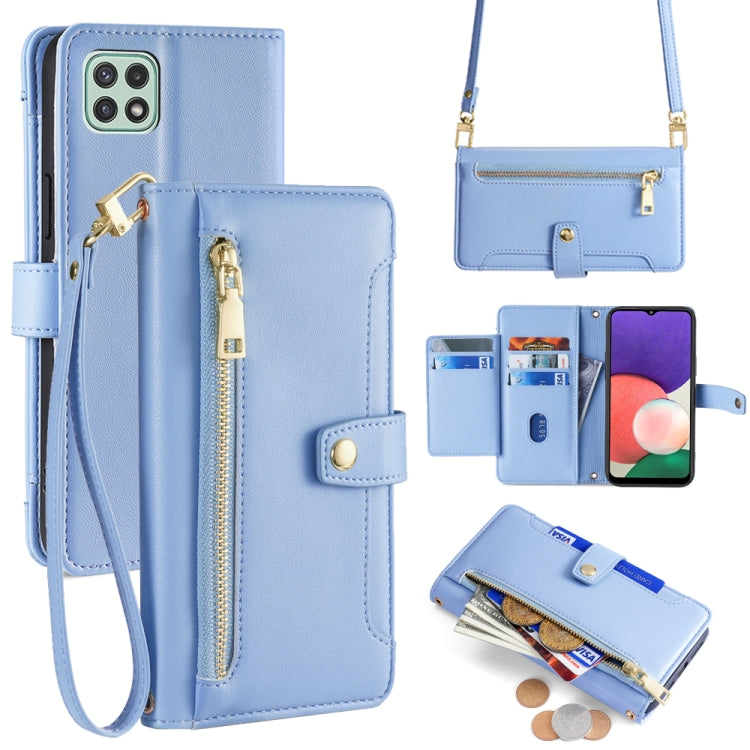 Sheep Texture Cross-body Zipper Wallet Leather Phone Case, For Samsung Galaxy A22 5G, For Samsung Galaxy S21 FE 5G, For Samsung Galaxy S21 5G, For Samsung Galaxy A32 4G, For Samsung Galaxy S21+ 5G, For Samsung Galaxy S21 Ultra 5G, For Samsung Galaxy A1...