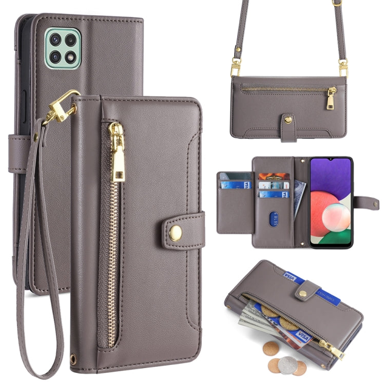 Sheep Texture Cross-body Zipper Wallet Leather Phone Case, For Samsung Galaxy A22 5G, For Samsung Galaxy S21 FE 5G, For Samsung Galaxy S21 5G, For Samsung Galaxy A32 4G, For Samsung Galaxy S21+ 5G, For Samsung Galaxy S21 Ultra 5G, For Samsung Galaxy A1...