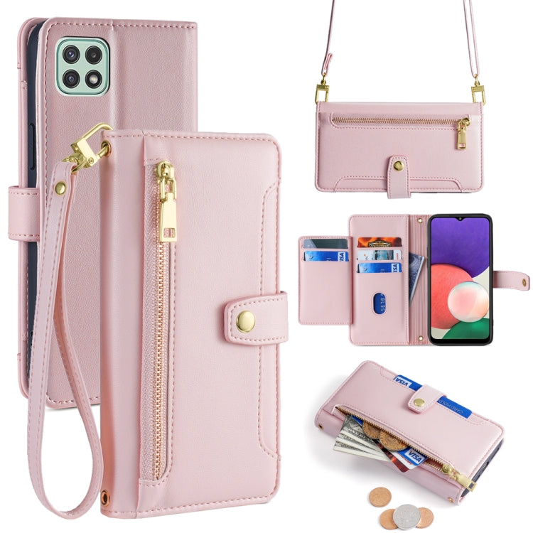Sheep Texture Cross-body Zipper Wallet Leather Phone Case, For Samsung Galaxy A22 5G, For Samsung Galaxy S21 FE 5G, For Samsung Galaxy S21 5G, For Samsung Galaxy A32 4G, For Samsung Galaxy S21+ 5G, For Samsung Galaxy S21 Ultra 5G, For Samsung Galaxy A1...