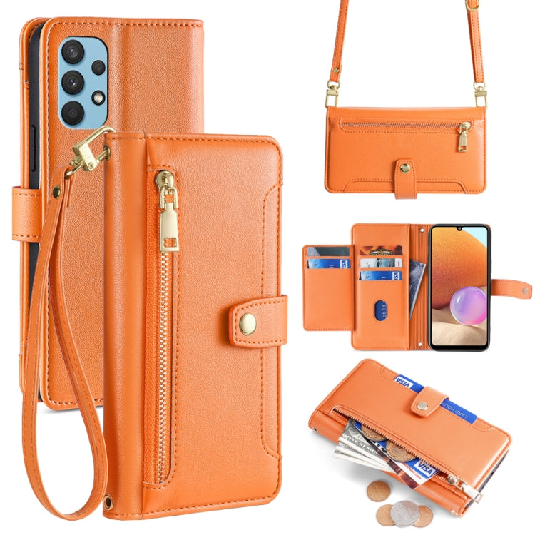 Sheep Texture Cross-body Zipper Wallet Leather Phone Case, For Samsung Galaxy A22 5G, For Samsung Galaxy S21 FE 5G, For Samsung Galaxy S21 5G, For Samsung Galaxy A32 4G, For Samsung Galaxy S21+ 5G, For Samsung Galaxy S21 Ultra 5G, For Samsung Galaxy A1...
