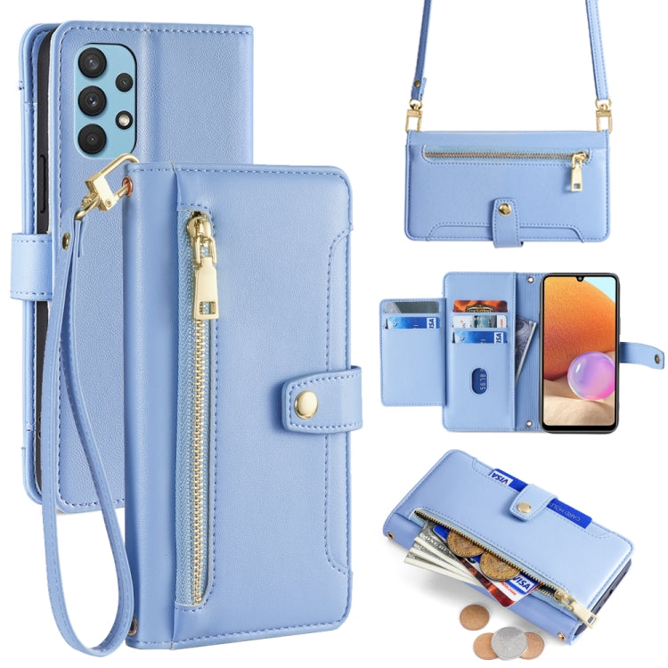 Sheep Texture Cross-body Zipper Wallet Leather Phone Case, For Samsung Galaxy A22 5G, For Samsung Galaxy S21 FE 5G, For Samsung Galaxy S21 5G, For Samsung Galaxy A32 4G, For Samsung Galaxy S21+ 5G, For Samsung Galaxy S21 Ultra 5G, For Samsung Galaxy A1...