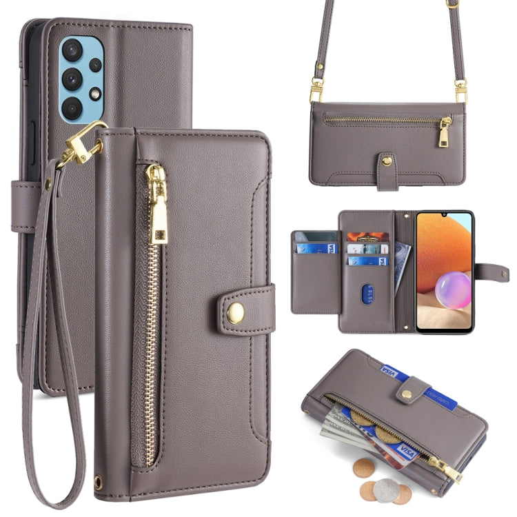 Sheep Texture Cross-body Zipper Wallet Leather Phone Case, For Samsung Galaxy A22 5G, For Samsung Galaxy S21 FE 5G, For Samsung Galaxy S21 5G, For Samsung Galaxy A32 4G, For Samsung Galaxy S21+ 5G, For Samsung Galaxy S21 Ultra 5G, For Samsung Galaxy A1...