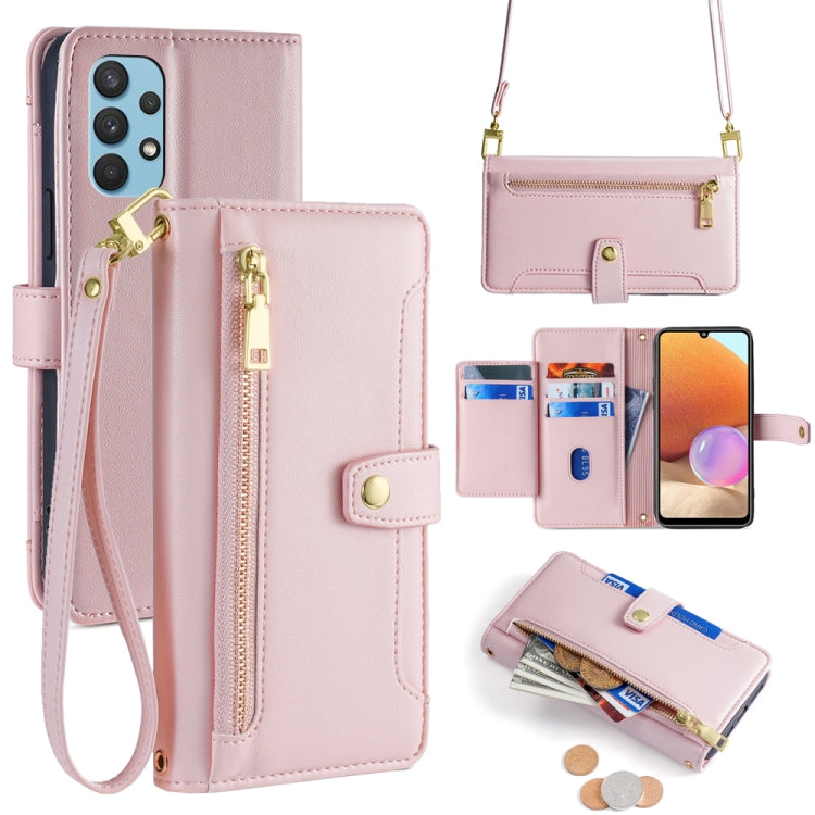 Sheep Texture Cross-body Zipper Wallet Leather Phone Case, For Samsung Galaxy A22 5G, For Samsung Galaxy S21 FE 5G, For Samsung Galaxy S21 5G, For Samsung Galaxy A32 4G, For Samsung Galaxy S21+ 5G, For Samsung Galaxy S21 Ultra 5G, For Samsung Galaxy A1...