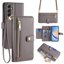 Load image into Gallery viewer, Sheep Texture Cross-body Zipper Wallet Leather Phone Case, For Samsung Galaxy M34 5G / F34 5G, For Samsung Galaxy S23 FE 5G, For Samsung Galaxy M54 5G, For Samsung Galaxy F14 5G, For Samsung Galaxy A34 5G, For Samsung Galaxy A54 5G                     ...
