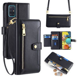 Sheep Texture Cross-body Zipper Wallet Leather Phone Case