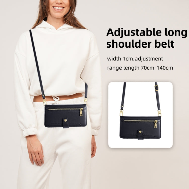 Sheep Texture Cross-body Zipper Wallet Leather Phone Case