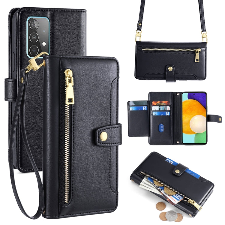 Sheep Texture Cross-body Zipper Wallet Leather Phone Case, For Samsung Galaxy A13 4G, For Samsung Galaxy M52 5G, For Samsung Galaxy S22+ 5G, For Samsung Galaxy S22 5G, For Samsung Galaxy A13 5G, For Samsung Galaxy A52 5G / 4G / A52s 5G                 ...