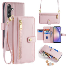 Load image into Gallery viewer, Sheep Texture Cross-body Zipper Wallet Leather Phone Case, For Samsung Galaxy M34 5G / F34 5G, For Samsung Galaxy S23 FE 5G, For Samsung Galaxy M54 5G, For Samsung Galaxy F14 5G, For Samsung Galaxy A34 5G, For Samsung Galaxy A54 5G                     ...