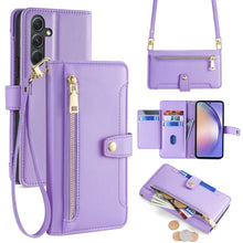 Load image into Gallery viewer, Sheep Texture Cross-body Zipper Wallet Leather Phone Case, For Samsung Galaxy M34 5G / F34 5G, For Samsung Galaxy S23 FE 5G, For Samsung Galaxy M54 5G, For Samsung Galaxy F14 5G, For Samsung Galaxy A34 5G, For Samsung Galaxy A54 5G                     ...