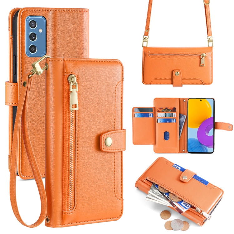 Sheep Texture Cross-body Zipper Wallet Leather Phone Case, For Samsung Galaxy A13 4G, For Samsung Galaxy M52 5G, For Samsung Galaxy S22+ 5G, For Samsung Galaxy S22 5G, For Samsung Galaxy A13 5G, For Samsung Galaxy A52 5G / 4G / A52s 5G                 ...