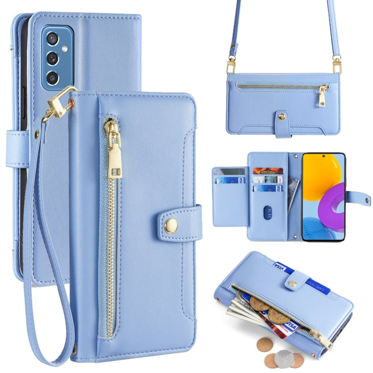Sheep Texture Cross-body Zipper Wallet Leather Phone Case, For Samsung Galaxy A13 4G, For Samsung Galaxy M52 5G, For Samsung Galaxy S22+ 5G, For Samsung Galaxy S22 5G, For Samsung Galaxy A13 5G, For Samsung Galaxy A52 5G / 4G / A52s 5G                 ...
