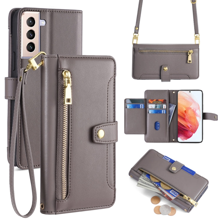 Sheep Texture Cross-body Zipper Wallet Leather Phone Case, For Samsung Galaxy A22 5G, For Samsung Galaxy S21 FE 5G, For Samsung Galaxy S21 5G, For Samsung Galaxy A32 4G, For Samsung Galaxy S21+ 5G, For Samsung Galaxy S21 Ultra 5G, For Samsung Galaxy A1...