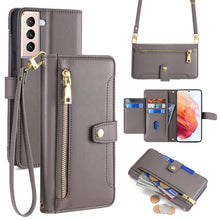 Load image into Gallery viewer, Sheep Texture Cross-body Zipper Wallet Leather Phone Case, For Samsung Galaxy A22 5G, For Samsung Galaxy S21 FE 5G, For Samsung Galaxy S21 5G, For Samsung Galaxy A32 4G, For Samsung Galaxy S21+ 5G, For Samsung Galaxy S21 Ultra 5G, For Samsung Galaxy A1...