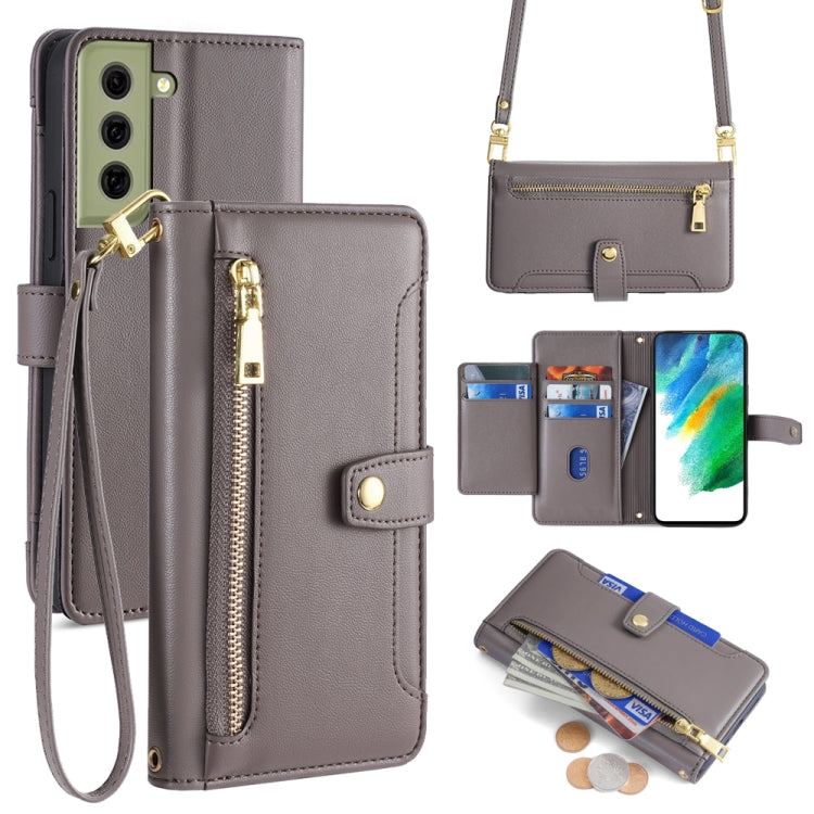 Sheep Texture Cross-body Zipper Wallet Leather Phone Case, For Samsung Galaxy A22 5G, For Samsung Galaxy S21 FE 5G, For Samsung Galaxy S21 5G, For Samsung Galaxy A32 4G, For Samsung Galaxy S21+ 5G, For Samsung Galaxy S21 Ultra 5G, For Samsung Galaxy A1...