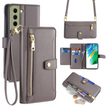 Load image into Gallery viewer, Sheep Texture Cross-body Zipper Wallet Leather Phone Case, For Samsung Galaxy A22 5G, For Samsung Galaxy S21 FE 5G, For Samsung Galaxy S21 5G, For Samsung Galaxy A32 4G, For Samsung Galaxy S21+ 5G, For Samsung Galaxy S21 Ultra 5G, For Samsung Galaxy A1...