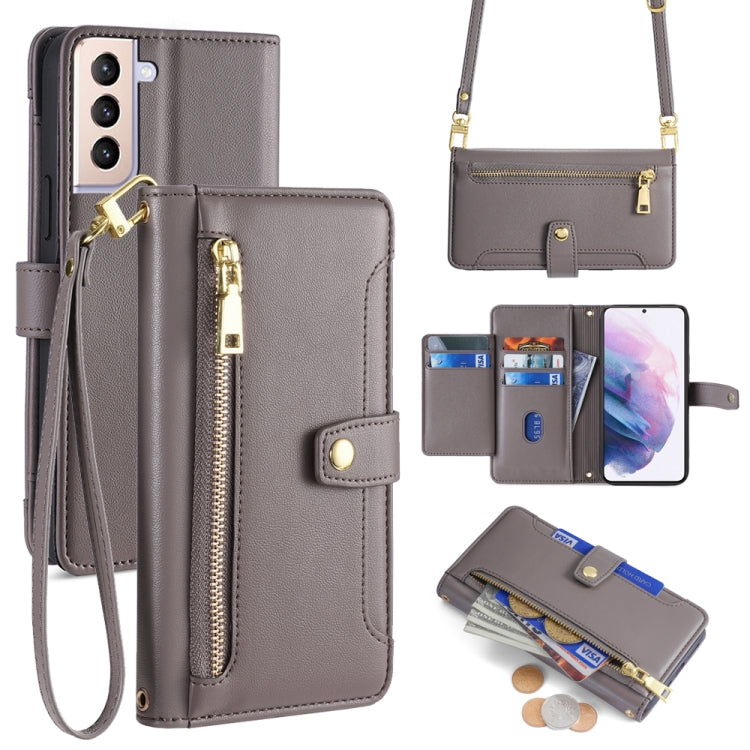 Sheep Texture Cross-body Zipper Wallet Leather Phone Case, For Samsung Galaxy A22 5G, For Samsung Galaxy S21 FE 5G, For Samsung Galaxy S21 5G, For Samsung Galaxy A32 4G, For Samsung Galaxy S21+ 5G, For Samsung Galaxy S21 Ultra 5G, For Samsung Galaxy A1...