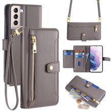 Load image into Gallery viewer, Sheep Texture Cross-body Zipper Wallet Leather Phone Case, For Samsung Galaxy A22 5G, For Samsung Galaxy S21 FE 5G, For Samsung Galaxy S21 5G, For Samsung Galaxy A32 4G, For Samsung Galaxy S21+ 5G, For Samsung Galaxy S21 Ultra 5G, For Samsung Galaxy A1...