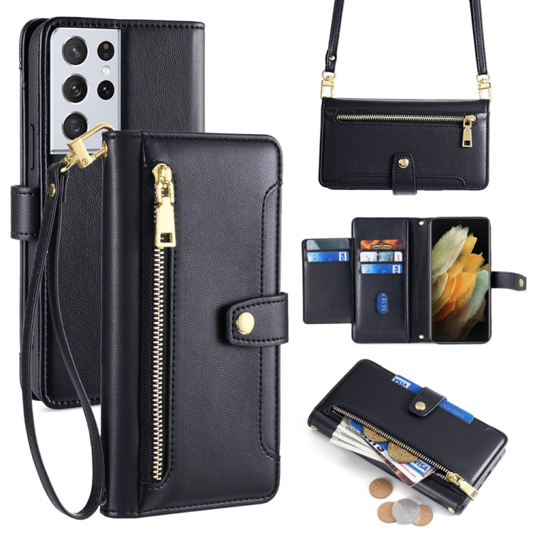 Sheep Texture Cross-body Zipper Wallet Leather Phone Case, For Samsung Galaxy A22 5G, For Samsung Galaxy S21 FE 5G, For Samsung Galaxy S21 5G, For Samsung Galaxy A32 4G, For Samsung Galaxy S21+ 5G, For Samsung Galaxy S21 Ultra 5G, For Samsung Galaxy A1...