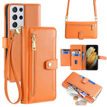 Load image into Gallery viewer, Sheep Texture Cross-body Zipper Wallet Leather Phone Case, For Samsung Galaxy A22 5G, For Samsung Galaxy S21 FE 5G, For Samsung Galaxy S21 5G, For Samsung Galaxy A32 4G, For Samsung Galaxy S21+ 5G, For Samsung Galaxy S21 Ultra 5G, For Samsung Galaxy A1...