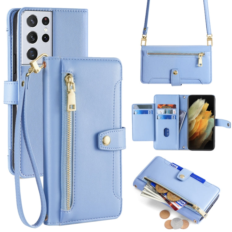 Sheep Texture Cross-body Zipper Wallet Leather Phone Case, For Samsung Galaxy A22 5G, For Samsung Galaxy S21 FE 5G, For Samsung Galaxy S21 5G, For Samsung Galaxy A32 4G, For Samsung Galaxy S21+ 5G, For Samsung Galaxy S21 Ultra 5G, For Samsung Galaxy A1...