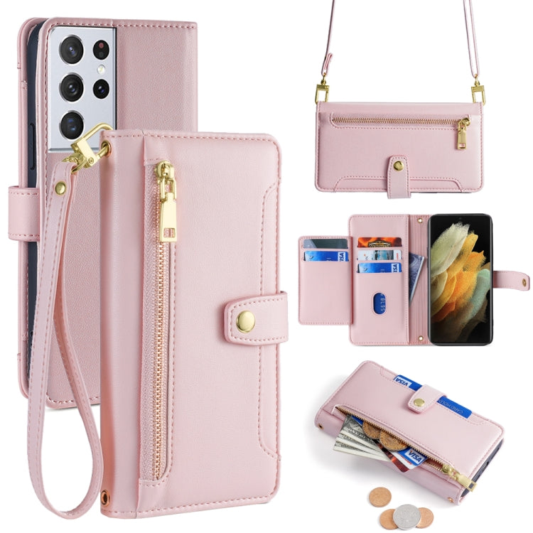 Sheep Texture Cross-body Zipper Wallet Leather Phone Case, For Samsung Galaxy A22 5G, For Samsung Galaxy S21 FE 5G, For Samsung Galaxy S21 5G, For Samsung Galaxy A32 4G, For Samsung Galaxy S21+ 5G, For Samsung Galaxy S21 Ultra 5G, For Samsung Galaxy A1...