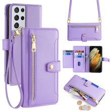 Load image into Gallery viewer, Sheep Texture Cross-body Zipper Wallet Leather Phone Case, For Samsung Galaxy A22 5G, For Samsung Galaxy S21 FE 5G, For Samsung Galaxy S21 5G, For Samsung Galaxy A32 4G, For Samsung Galaxy S21+ 5G, For Samsung Galaxy S21 Ultra 5G, For Samsung Galaxy A1...