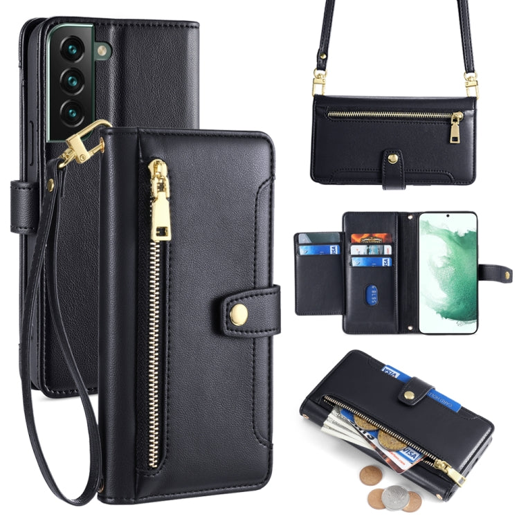 Sheep Texture Cross-body Zipper Wallet Leather Phone Case, For Samsung Galaxy A13 4G, For Samsung Galaxy M52 5G, For Samsung Galaxy S22+ 5G, For Samsung Galaxy S22 5G, For Samsung Galaxy A13 5G, For Samsung Galaxy A52 5G / 4G / A52s 5G                 ...