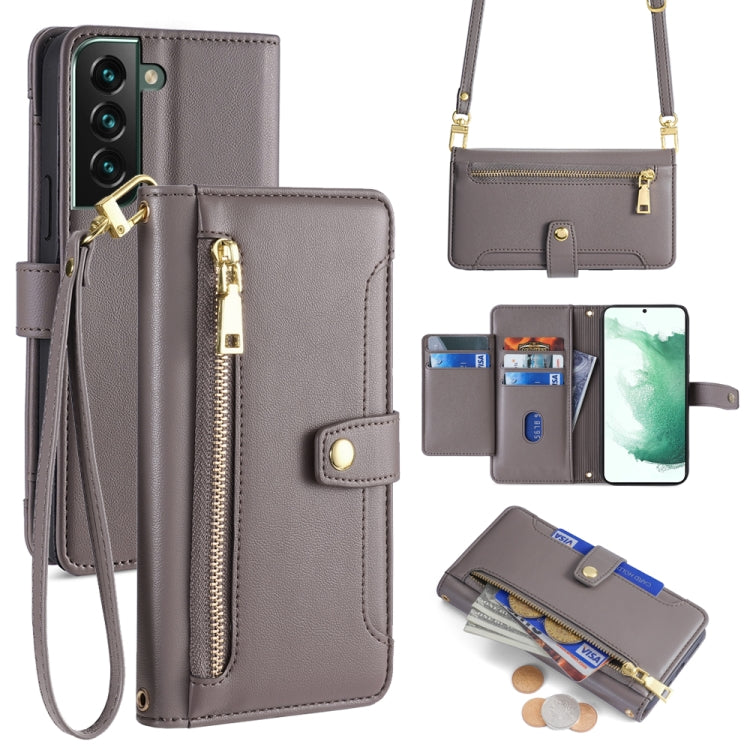 Sheep Texture Cross-body Zipper Wallet Leather Phone Case, For Samsung Galaxy A13 4G, For Samsung Galaxy M52 5G, For Samsung Galaxy S22+ 5G, For Samsung Galaxy S22 5G, For Samsung Galaxy A13 5G, For Samsung Galaxy A52 5G / 4G / A52s 5G                 ...