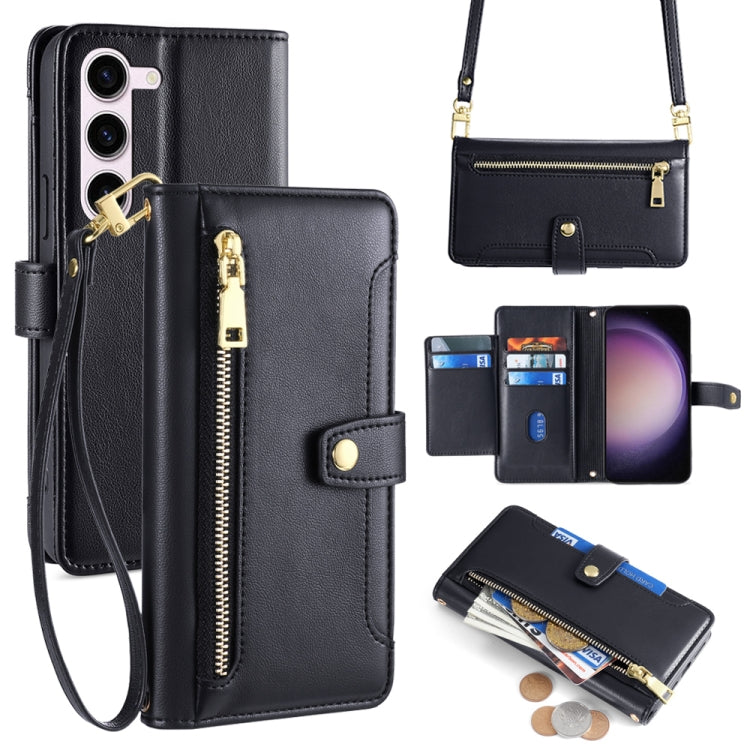 Sheep Texture Cross-body Zipper Wallet Leather Phone Case, For Samsung Galaxy M34 5G / F34 5G, For Samsung Galaxy S23 FE 5G, For Samsung Galaxy M54 5G, For Samsung Galaxy F14 5G, For Samsung Galaxy A34 5G, For Samsung Galaxy A54 5G                     ...