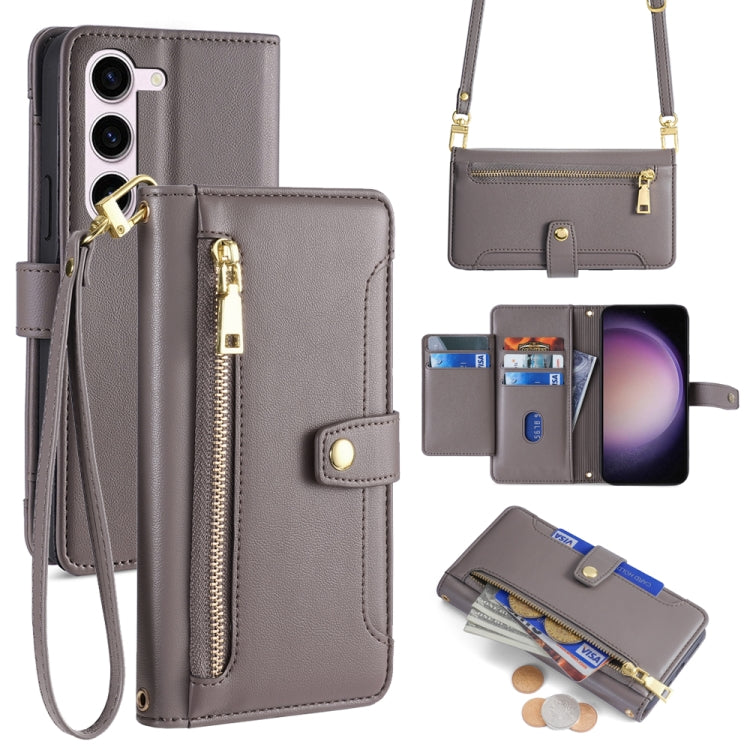 Sheep Texture Cross-body Zipper Wallet Leather Phone Case, For Samsung Galaxy M34 5G / F34 5G, For Samsung Galaxy S23 FE 5G, For Samsung Galaxy M54 5G, For Samsung Galaxy F14 5G, For Samsung Galaxy A34 5G, For Samsung Galaxy A54 5G                     ...