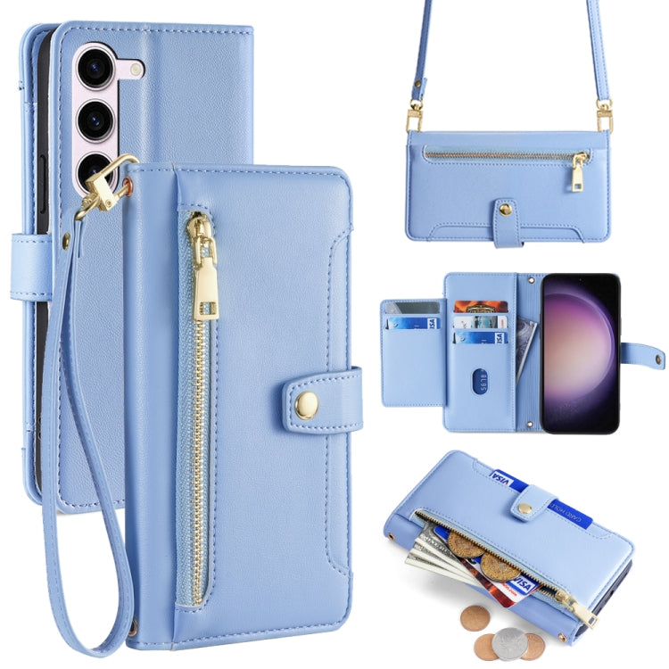 Sheep Texture Cross-body Zipper Wallet Leather Phone Case, For Samsung Galaxy M34 5G / F34 5G, For Samsung Galaxy S23 FE 5G, For Samsung Galaxy M54 5G, For Samsung Galaxy F14 5G, For Samsung Galaxy A34 5G, For Samsung Galaxy A54 5G                     ...