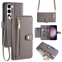 Load image into Gallery viewer, Sheep Texture Cross-body Zipper Wallet Leather Phone Case, For Samsung Galaxy M34 5G / F34 5G, For Samsung Galaxy S23 FE 5G, For Samsung Galaxy M54 5G, For Samsung Galaxy F14 5G, For Samsung Galaxy A34 5G, For Samsung Galaxy A54 5G                     ...