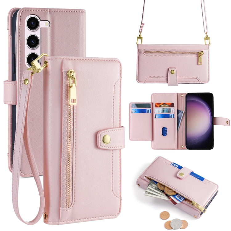 Sheep Texture Cross-body Zipper Wallet Leather Phone Case, For Samsung Galaxy M55 5G, For Samsung Galaxy M15, For Samsung Galaxy Xcover 7 5G, For Samsung Galaxy S24 Ultra 5G, For Samsung Galaxy S24+ 5G, For Samsung Galaxy S24 5G, For Samsung Galaxy A05...