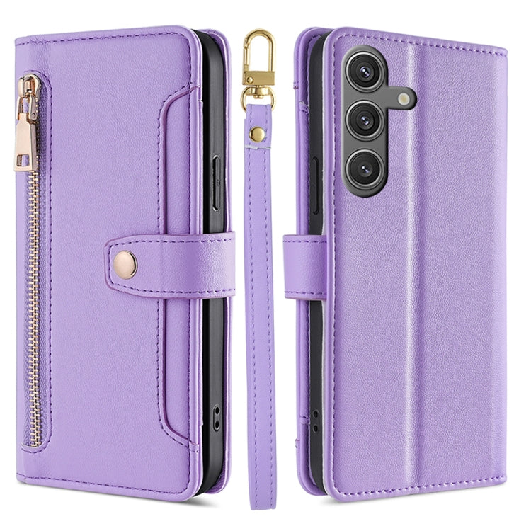 Sheep Texture Cross-body Zipper Wallet Leather Phone Case, For Samsung Galaxy M55 5G, For Samsung Galaxy M15, For Samsung Galaxy Xcover 7 5G, For Samsung Galaxy S24 Ultra 5G, For Samsung Galaxy S24+ 5G, For Samsung Galaxy S24 5G, For Samsung Galaxy A05...