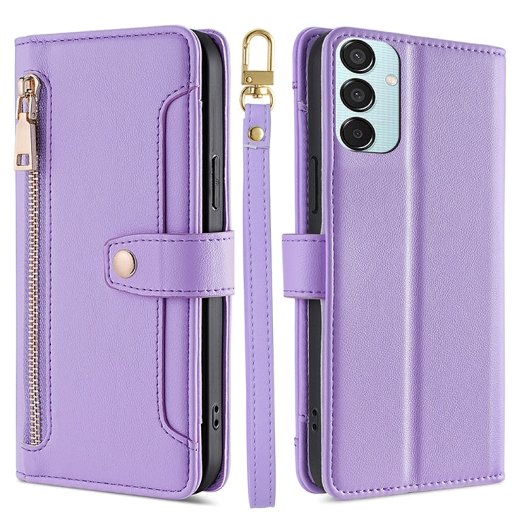 Sheep Texture Cross-body Zipper Wallet Leather Phone Case, For Samsung Galaxy M55 5G, For Samsung Galaxy M15, For Samsung Galaxy Xcover 7 5G, For Samsung Galaxy S24 Ultra 5G, For Samsung Galaxy S24+ 5G, For Samsung Galaxy S24 5G, For Samsung Galaxy A05...