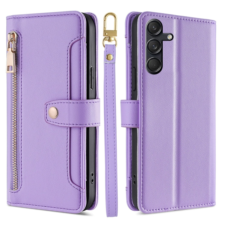 Sheep Texture Cross-body Zipper Wallet Leather Phone Case, For Samsung Galaxy M55 5G, For Samsung Galaxy M15, For Samsung Galaxy Xcover 7 5G, For Samsung Galaxy S24 Ultra 5G, For Samsung Galaxy S24+ 5G, For Samsung Galaxy S24 5G, For Samsung Galaxy A05...