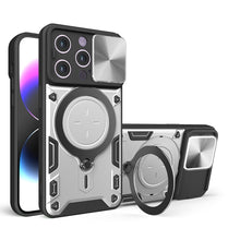 Load image into Gallery viewer, CD Texture Sliding Camshield Magnetic Holder Phone Case, For iPhone 16, For iPhone 15 Pro Max, For iPhone 15 Pro, For iPhone 15 Plus, For iPhone 15, For iPhone 14 Plus, For iPhone 14, For iPhone 14 Pro