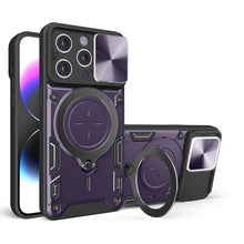 Load image into Gallery viewer, CD Texture Sliding Camshield Magnetic Holder Phone Case, For iPhone 16, For iPhone 15 Pro Max, For iPhone 15 Pro, For iPhone 15 Plus, For iPhone 15, For iPhone 14 Plus, For iPhone 14, For iPhone 14 Pro