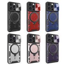 Load image into Gallery viewer, CD Texture Sliding Camshield Magnetic Holder Phone Case, For iPhone 16 Pro, For iPhone 16 Plus, For iPhone 16, For iPhone 15 Pro Max, For iPhone 15 Pro, For iPhone 15 Plus, For iPhone 15, For iPhone 14 Plus