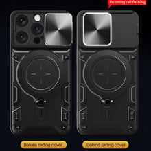 Load image into Gallery viewer, CD Texture Sliding Camshield Magnetic Holder Phone Case, For iPhone 16 Pro, For iPhone 16 Plus, For iPhone 16, For iPhone 15 Pro Max, For iPhone 15 Pro, For iPhone 15 Plus, For iPhone 15, For iPhone 14 Plus