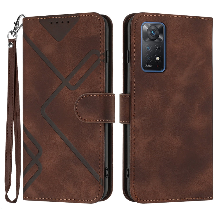 Line Pattern Skin Feel Leather Phone Case, For Xiaomi Poco M5, For Xiaomi Poco M5s 4G Global, For Xiaomi Redmi Note 11 Pro 4G/5G Global, For Xiaomi Redmi Note 11SE 4G India, For Xiaomi Redmi 10 Power, For Xiaomi Redmi 10A 4G                            ...