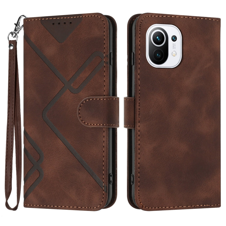 Line Pattern Skin Feel Leather Phone Case, For Xiaomi Redmi 10/10 2022/10 Prime, For Xiaomi Poco F3/11i/Redmi K40, For Xiaomi Redmi Note 11 4G Global, For Xiaomi 11T/11T Pro, For Xiaomi Redmi 9A/9AT/9i, For Xiaomi Redmi 9/9 Prime/Poco M2               ...