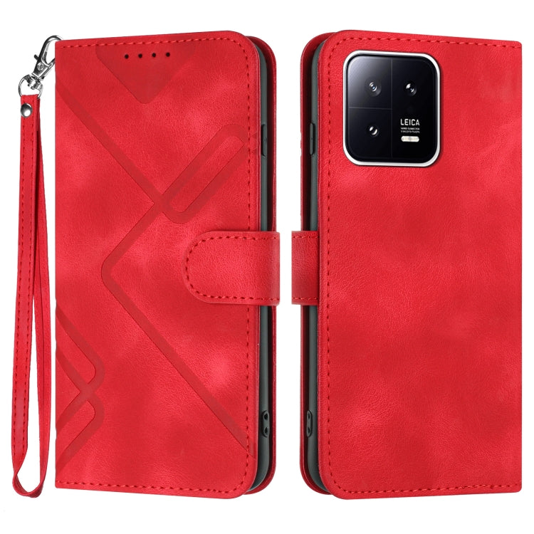 Line Pattern Skin Feel Leather Phone Case, For Xiaomi Redmi Note 12 4G Global, For Xiaomi Redmi Note 12 Pro+ 4G/5G Global, For Xiaomi Redmi Note 12 5G Global, For Xiaomi 13 Pro, For Xiaomi 13, For Xiaomi Redmi A1+, For Xiaomi Civi 2                    ...