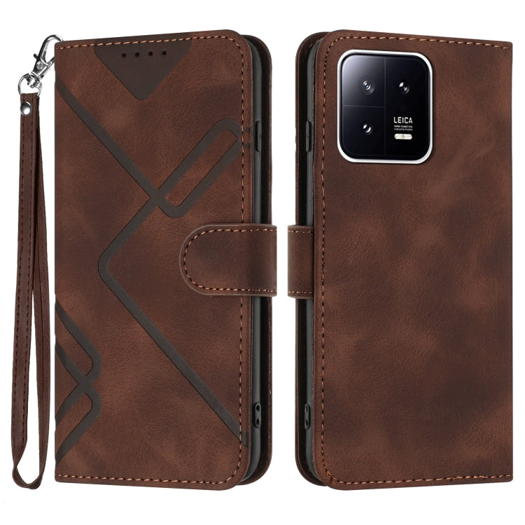 Line Pattern Skin Feel Leather Phone Case, For Xiaomi Redmi Note 12 4G Global, For Xiaomi Redmi Note 12 Pro+ 4G/5G Global, For Xiaomi Redmi Note 12 5G Global, For Xiaomi 13 Pro, For Xiaomi 13, For Xiaomi Redmi A1+, For Xiaomi Civi 2                    ...